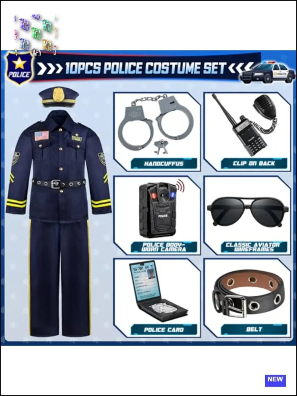Kids Police Officer Costume Set with Accessories Halloween